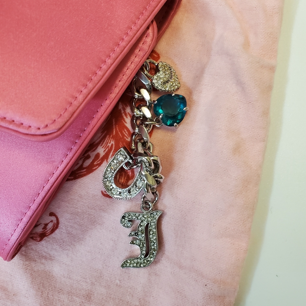 Y2K Juicy Couture Pink Satin/Leather Clutch Purse - Picture 3 of 7